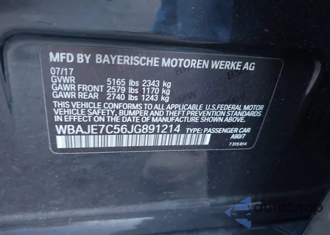 2018 BMW 540I xDrive from USA, damaged, VIN WBAJE7C56JG891214